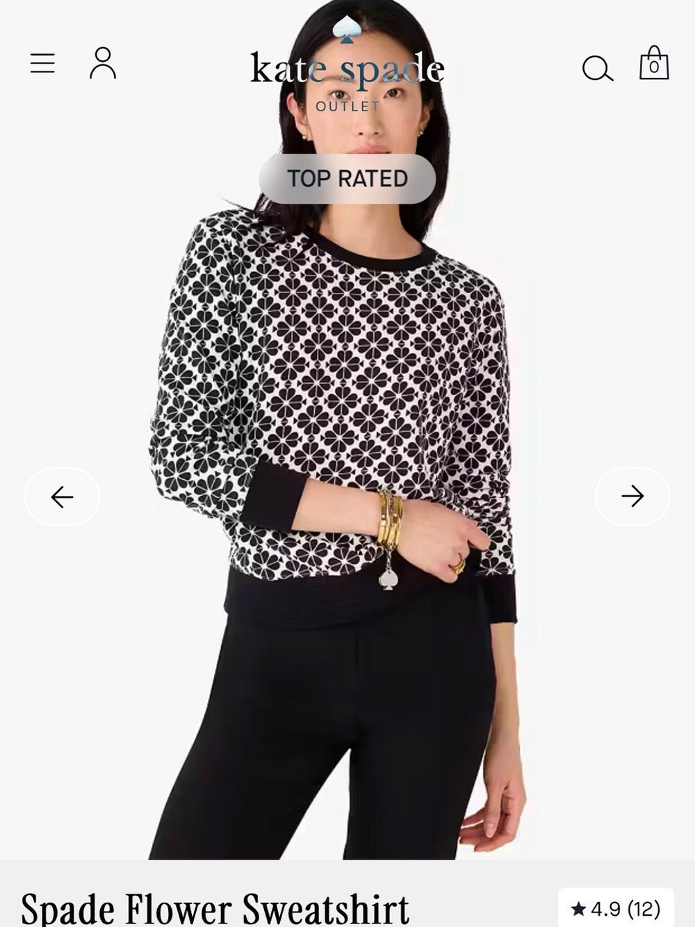 kate spade NWT Black & White Spade Flower Crewneck Sweatshirt